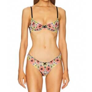 NEW FLEUR DU MAL azalea embroidery bra in black multi